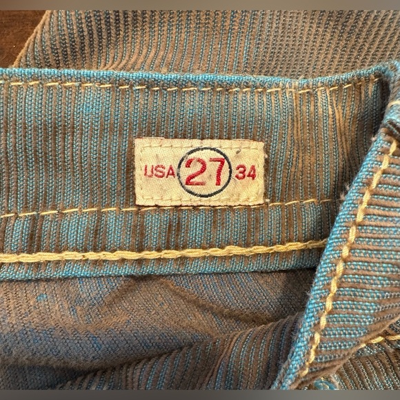 Mek Denim Barcelona Corduroy Y2K Low Rise Iridescent Gray Blue Pants Sz 27 - Picture 8 of 13